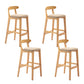Modern Rubberwood Dessert Shop Barstool Footrest Matte Finish Stool Khaki 4 Piece Set Clearhalo 'Bar Furniture' 'Bar Stools' 'bar_stools' 'furn' 'furn_bar_stools' 'Furniture' 'Kitchen & Dining Furniture' 5777854