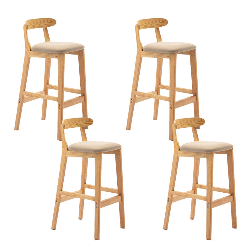 Modern Rubberwood Dessert Shop Barstool Footrest Matte Finish Stool Khaki 4 Piece Set Clearhalo 'Bar Furniture' 'Bar Stools' 'bar_stools' 'furn' 'furn_bar_stools' 'Furniture' 'Kitchen & Dining Furniture' 5777854