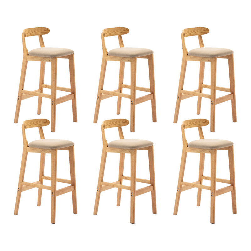 Modern Rubberwood Dessert Shop Barstool Footrest Matte Finish Stool Khaki 6 Piece Set Clearhalo 'Bar Furniture' 'Bar Stools' 'bar_stools' 'furn' 'furn_bar_stools' 'Furniture' 'Kitchen & Dining Furniture' 5777855