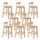 Modern Rubberwood Dessert Shop Barstool Footrest Matte Finish Stool Khaki 8 Piece Set Clearhalo 'Bar Furniture' 'Bar Stools' 'bar_stools' 'furn' 'furn_bar_stools' 'Furniture' 'Kitchen & Dining Furniture' 5777856