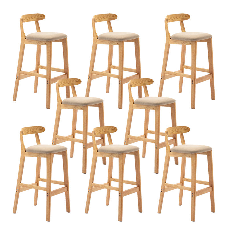 Modern Rubberwood Dessert Shop Barstool Footrest Matte Finish Stool Khaki 8 Piece Set Clearhalo 'Bar Furniture' 'Bar Stools' 'bar_stools' 'furn' 'furn_bar_stools' 'Furniture' 'Kitchen & Dining Furniture' 5777856