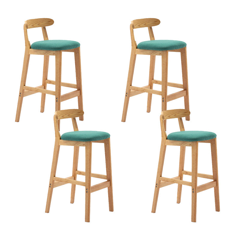 Modern Rubberwood Dessert Shop Barstool Footrest Matte Finish Stool Mint Green 4 Piece Set Clearhalo 'Bar Furniture' 'Bar Stools' 'bar_stools' 'furn' 'furn_bar_stools' 'Furniture' 'Kitchen & Dining Furniture' 5777869