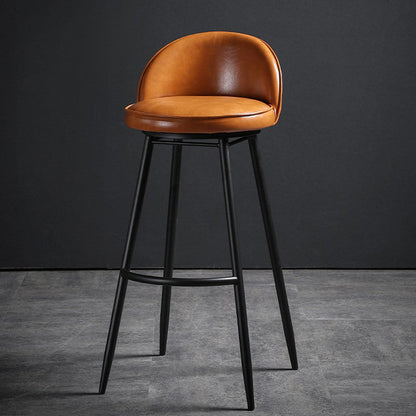 Taburete de bar industrial de piel sintética para interiores con patas de metal
