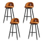 Taburete de bar industrial de piel sintética para interiores con patas de metal