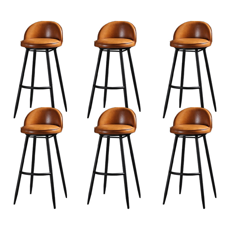 Taburete de bar industrial de piel sintética para interiores con patas de metal