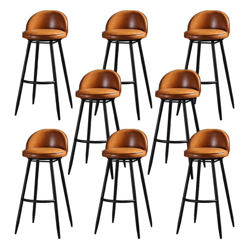 Taburete de bar industrial de piel sintética para interiores con patas de metal