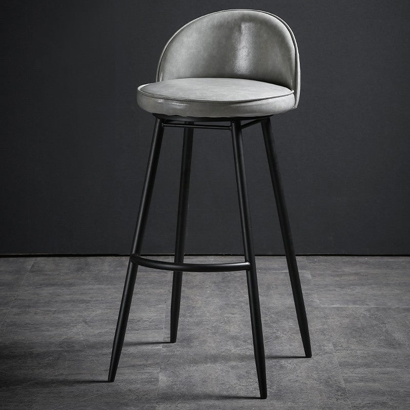 Taburete de bar industrial de piel sintética para interiores con patas de metal