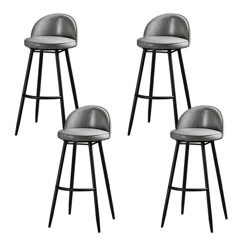 Taburete de bar industrial de piel sintética para interiores con patas de metal