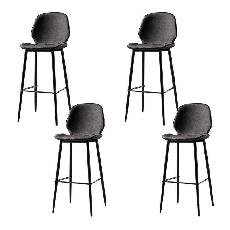 Contemporary Milk Tea Shop Low Back Stool Matte Finish Leather Barstool