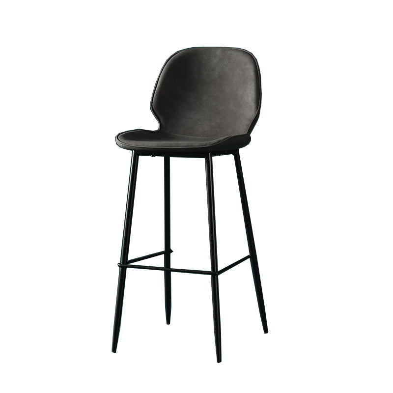 Contemporary Milk Tea Shop Low Back Stool Matte Finish Leather Barstool