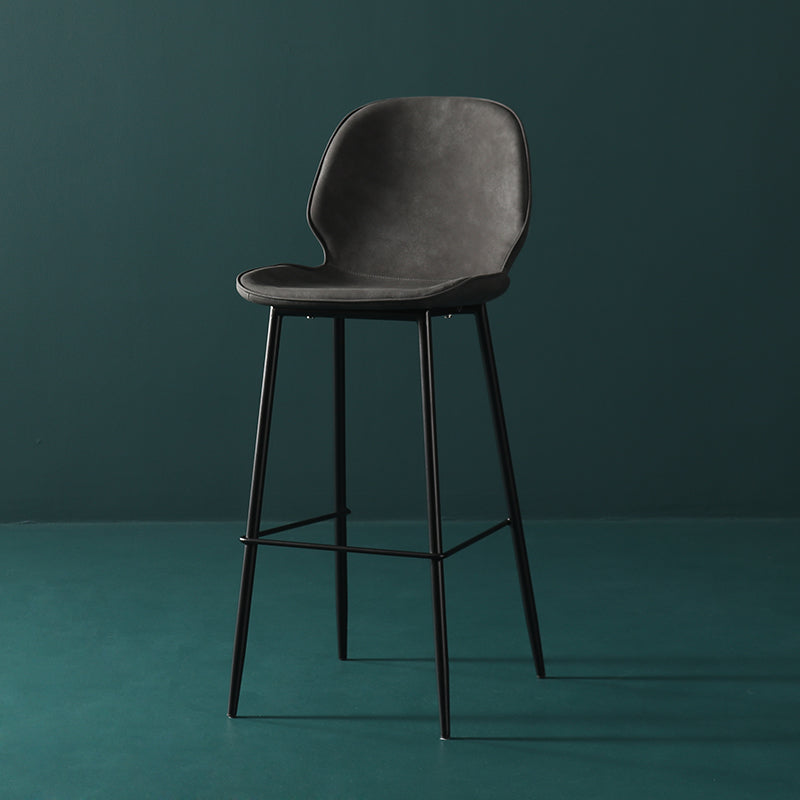 Contemporary Milk Tea Shop Low Back Stool Matte Finish Leather Barstool