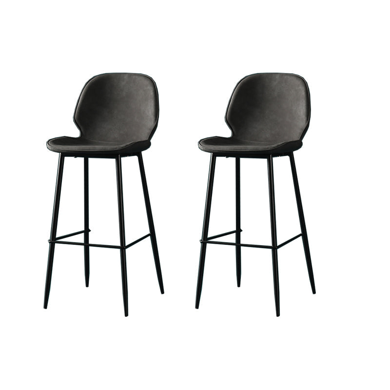 Contemporary Milk Tea Shop Low Back Stool Matte Finish Leather Barstool