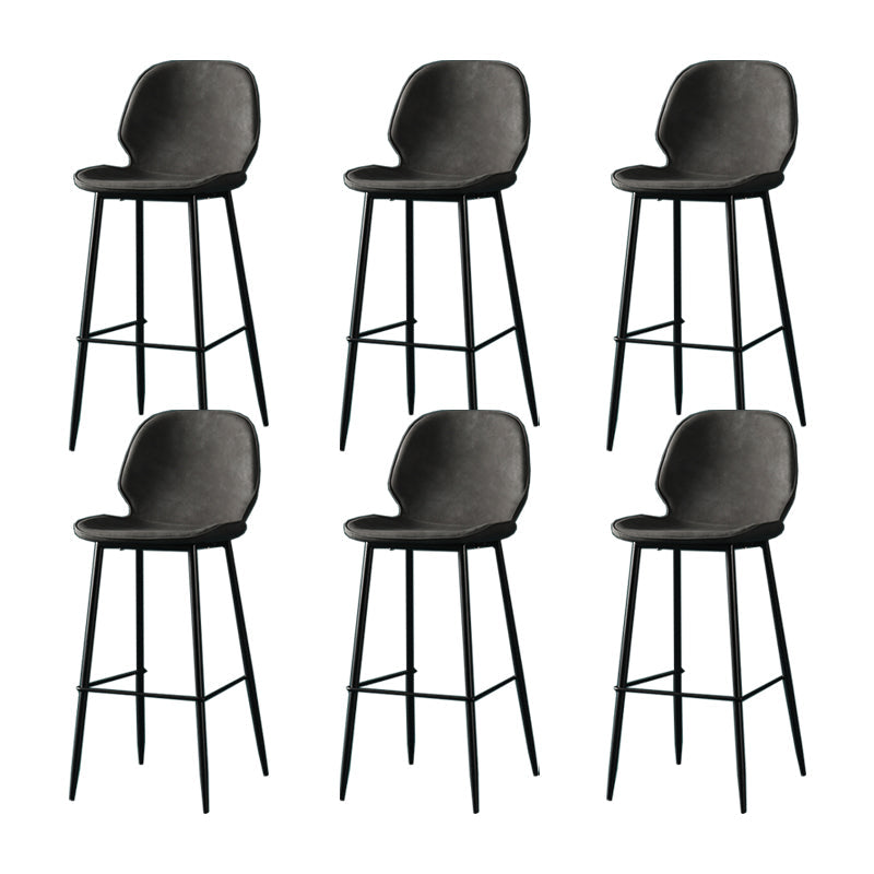 Contemporary Milk Tea Shop Low Back Stool Matte Finish Leather Barstool