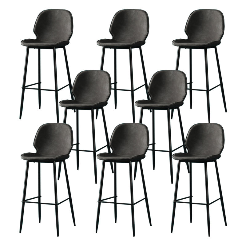 Contemporary Milk Tea Shop Low Back Stool Matte Finish Leather Barstool