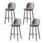 Contemporary Milk Tea Shop Low Back Stool Matte Finish Leather Barstool