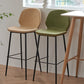 Contemporary Milk Tea Shop Low Back Stool Matte Finish Leather Barstool