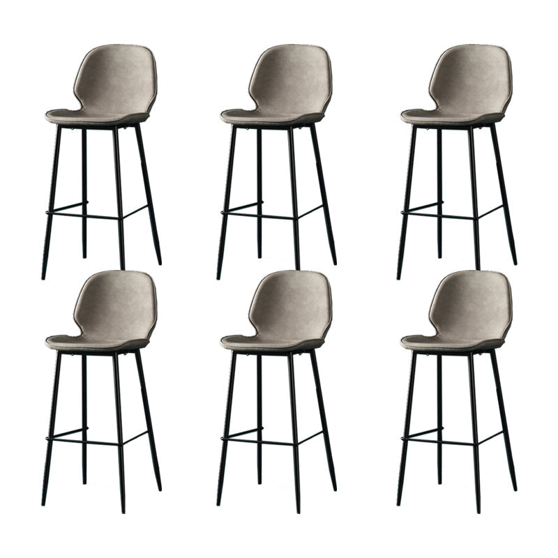 Contemporary Milk Tea Shop Low Back Stool Matte Finish Leather Barstool