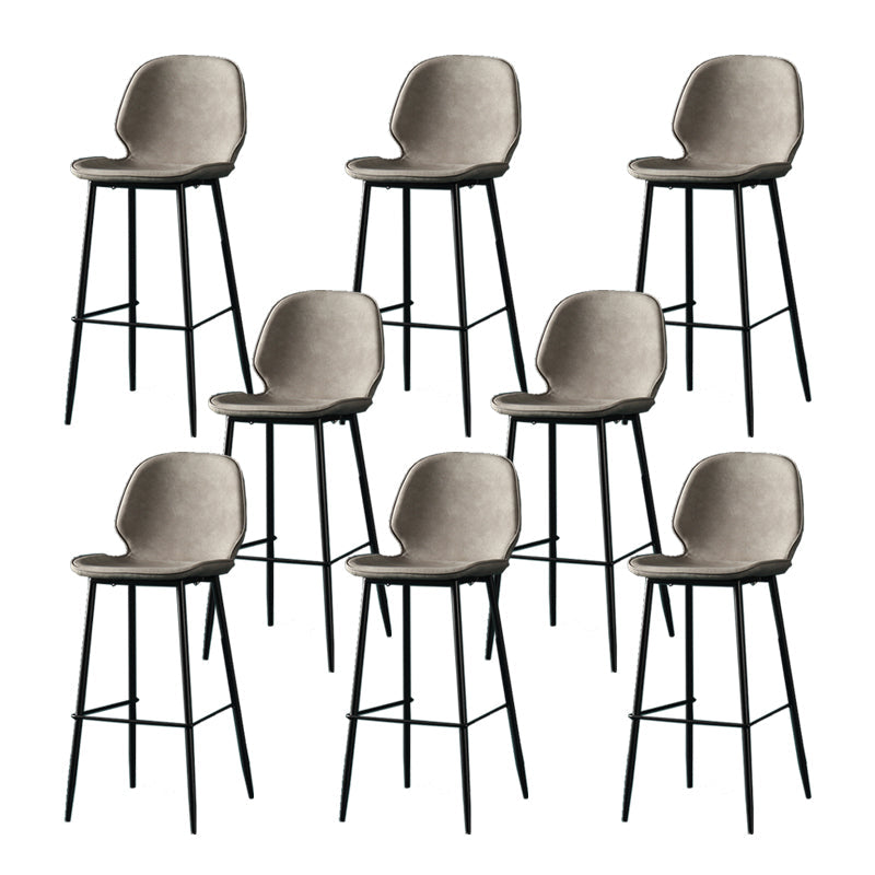 Contemporary Milk Tea Shop Low Back Stool Matte Finish Leather Barstool