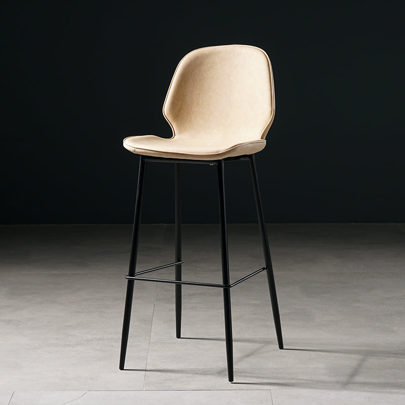 Contemporary Milk Tea Shop Low Back Stool Matte Finish Leather Barstool
