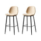 Contemporary Milk Tea Shop Low Back Stool Matte Finish Leather Barstool