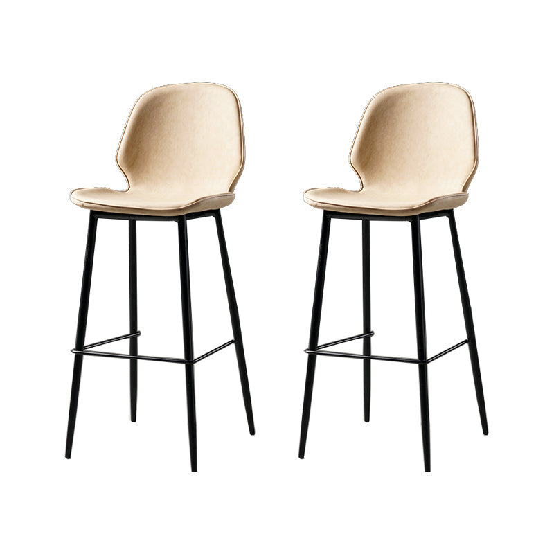 Contemporary Milk Tea Shop Low Back Stool Matte Finish Leather Barstool