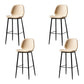 Contemporary Milk Tea Shop Low Back Stool Matte Finish Leather Barstool