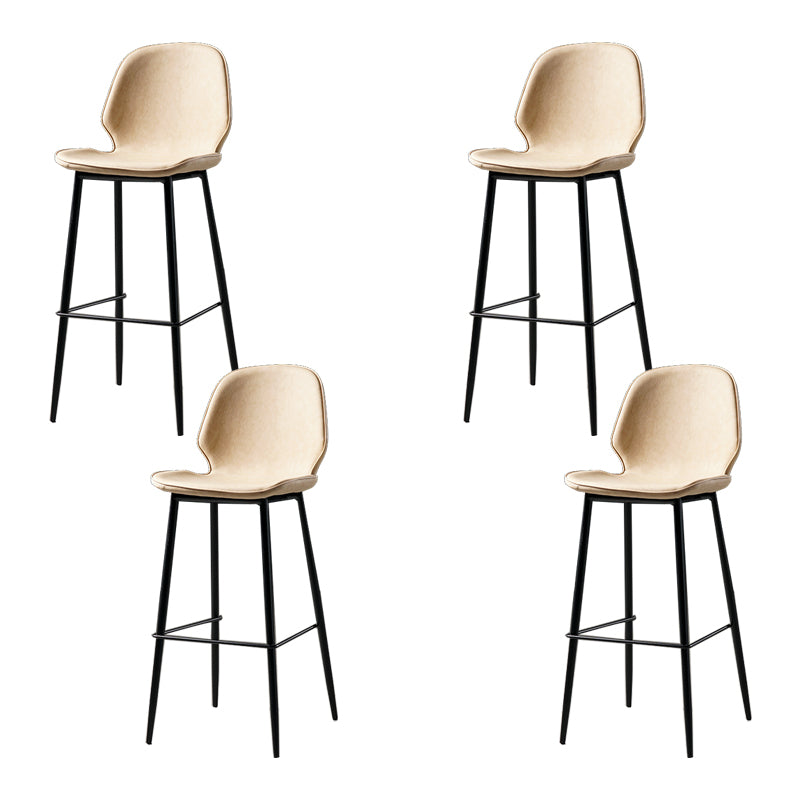 Contemporary Milk Tea Shop Low Back Stool Matte Finish Leather Barstool