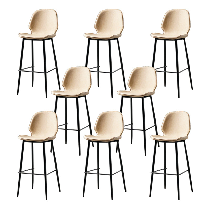 Contemporary Milk Tea Shop Low Back Stool Matte Finish Leather Barstool