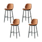 Contemporary Milk Tea Shop Low Back Stool Matte Finish Leather Barstool