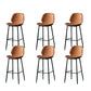 Contemporary Milk Tea Shop Low Back Stool Matte Finish Leather Barstool