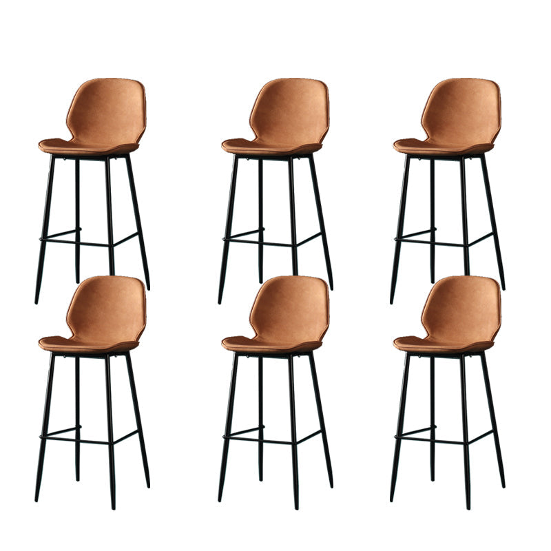 Contemporary Milk Tea Shop Low Back Stool Matte Finish Leather Barstool