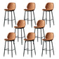 Contemporary Milk Tea Shop Low Back Stool Matte Finish Leather Barstool