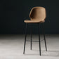 Contemporary Milk Tea Shop Low Back Stool Matte Finish Leather Barstool