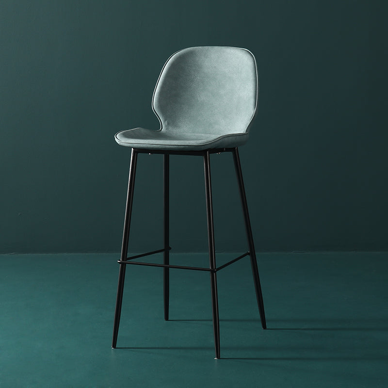 Contemporary Milk Tea Shop Low Back Stool Matte Finish Leather Barstool