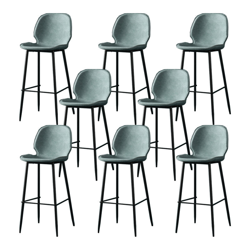 Contemporary Milk Tea Shop Low Back Stool Matte Finish Leather Barstool