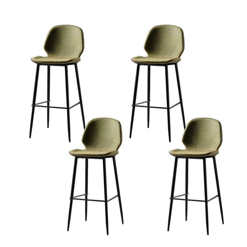 Contemporary Milk Tea Shop Low Back Stool Matte Finish Leather Barstool