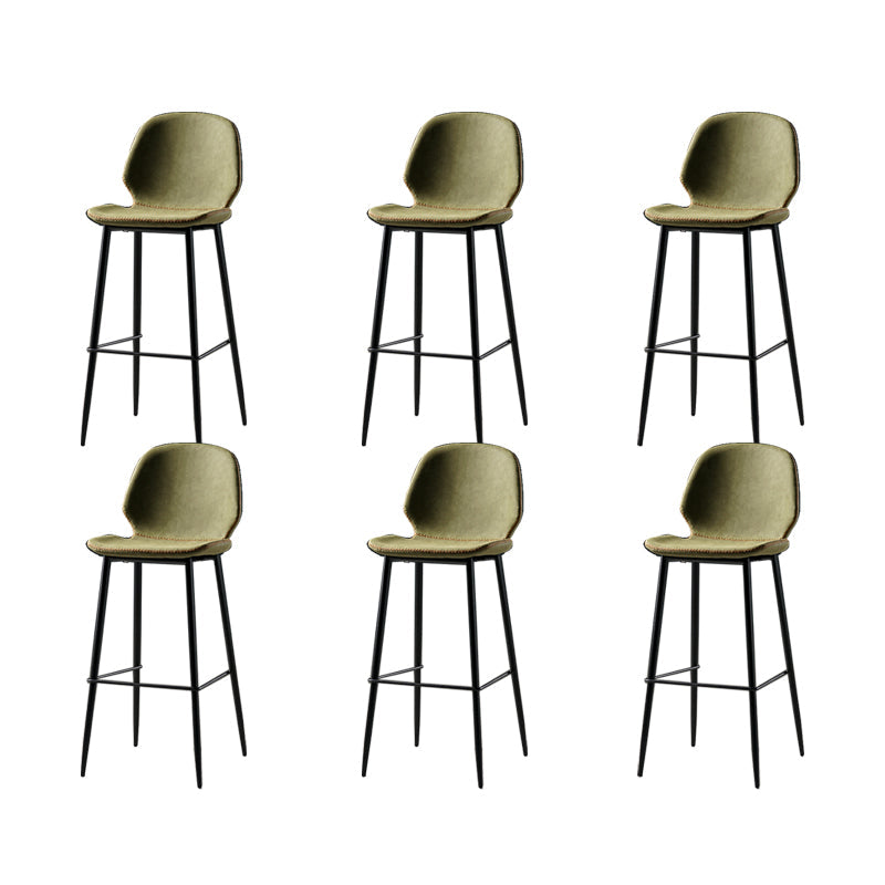 Contemporary Milk Tea Shop Low Back Stool Matte Finish Leather Barstool