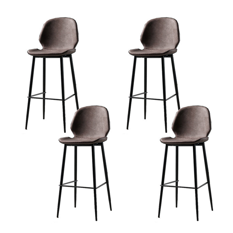 Contemporary Milk Tea Shop Low Back Stool Matte Finish Leather Barstool