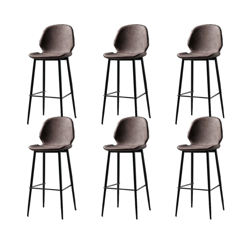 Contemporary Milk Tea Shop Low Back Stool Matte Finish Leather Barstool