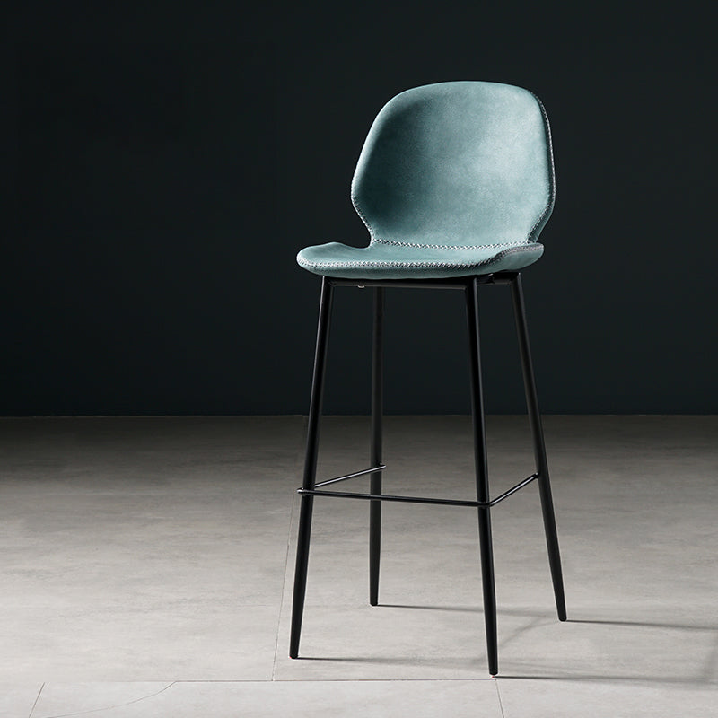 Contemporary Milk Tea Shop Low Back Stool Matte Finish Leather Barstool