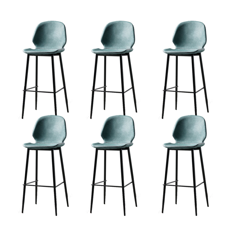 Contemporary Milk Tea Shop Low Back Stool Matte Finish Leather Barstool