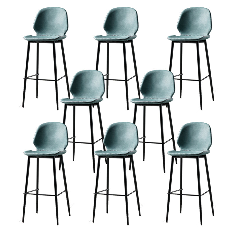 Contemporary Milk Tea Shop Low Back Stool Matte Finish Leather Barstool