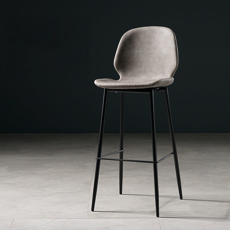 Contemporary Milk Tea Shop Low Back Stool Matte Finish Leather Barstool