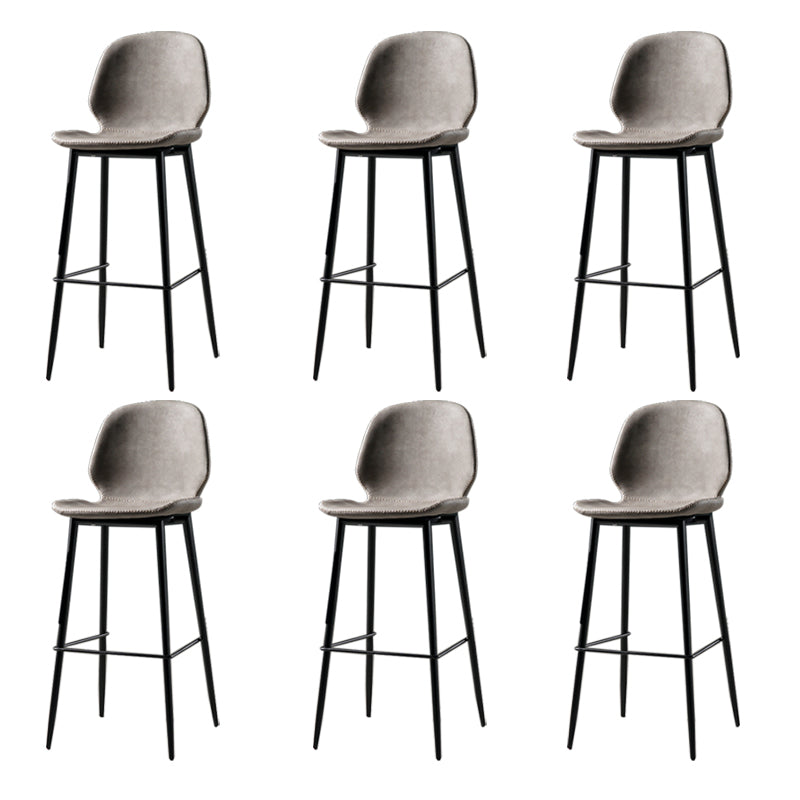 Contemporary Milk Tea Shop Low Back Stool Matte Finish Leather Barstool