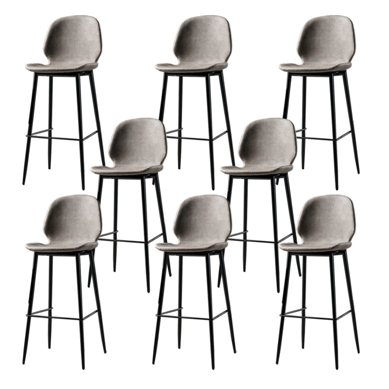 Contemporary Milk Tea Shop Low Back Stool Matte Finish Leather Barstool