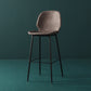 Contemporary Milk Tea Shop Low Back Stool Matte Finish Leather Barstool
