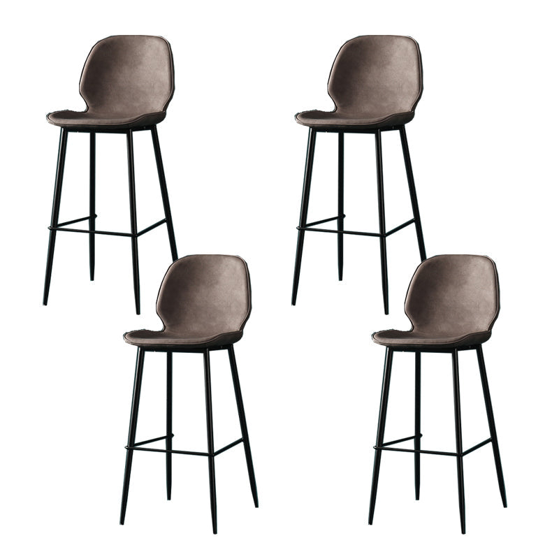Contemporary Milk Tea Shop Low Back Stool Matte Finish Leather Barstool