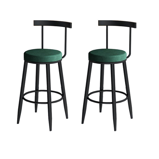Modern Matte Finish Velvet Counter Stool Low Back Home Barstool Blackish Green 2 Piece Set