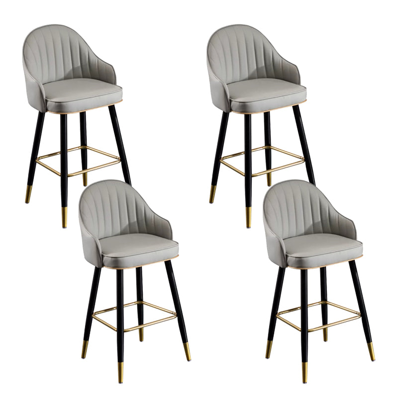 Modern Faux Leather Bar Chair Indoor Upholstered Bar Stool with Footrest