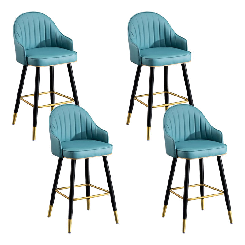 Modern Faux Leather Bar Chair Indoor Upholstered Bar Stool with Footrest